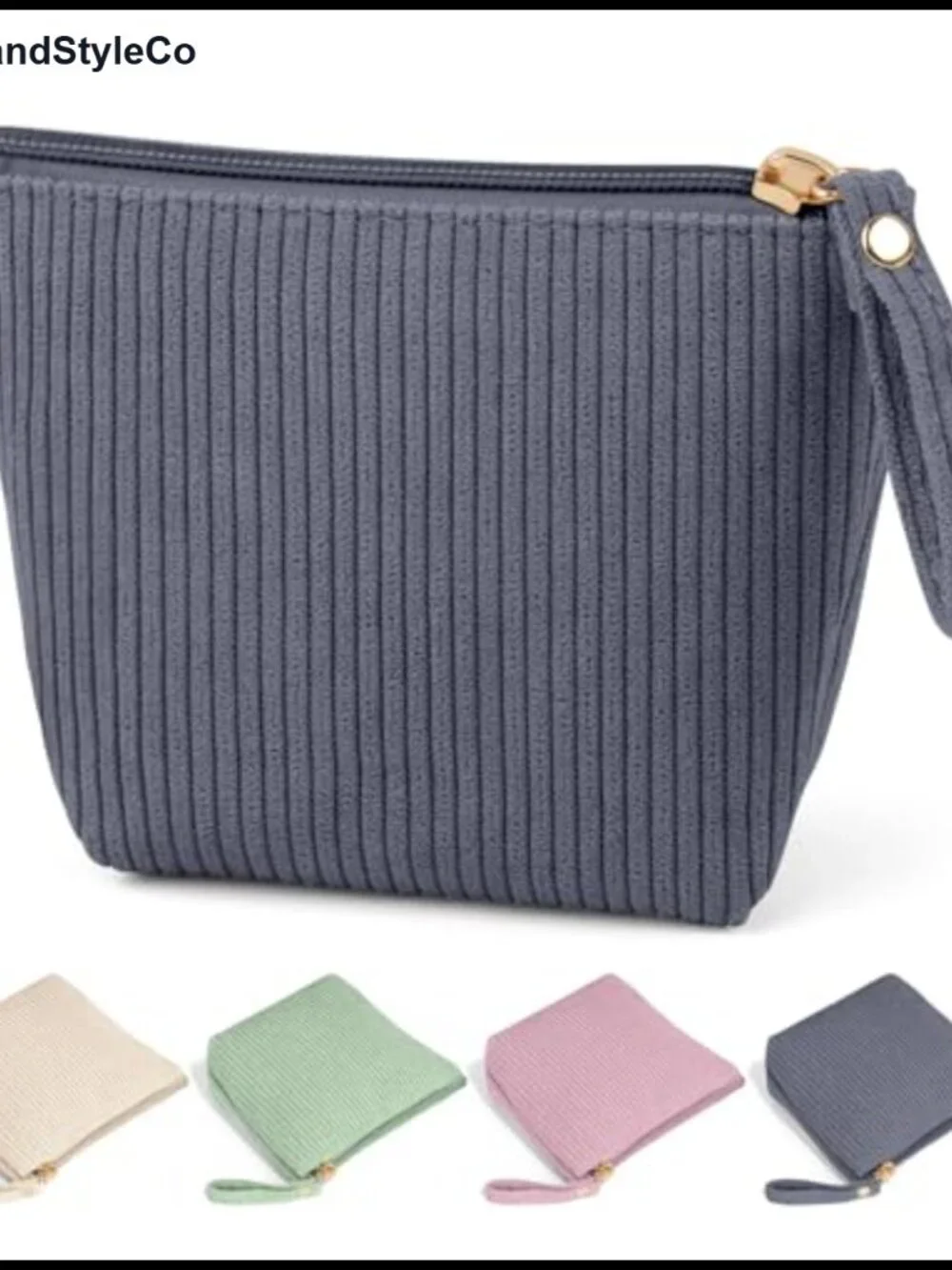 Mini Corduroy Cosmetic Bag for Purse, Travel Makeup Pouch with Slip-in Pockets